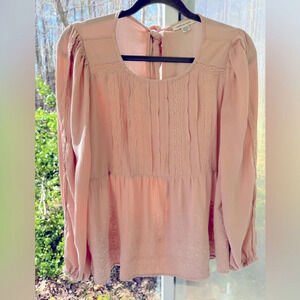 American Eagle M Baby Doll blouse w/lace & embroidered details. Bohemian blush.